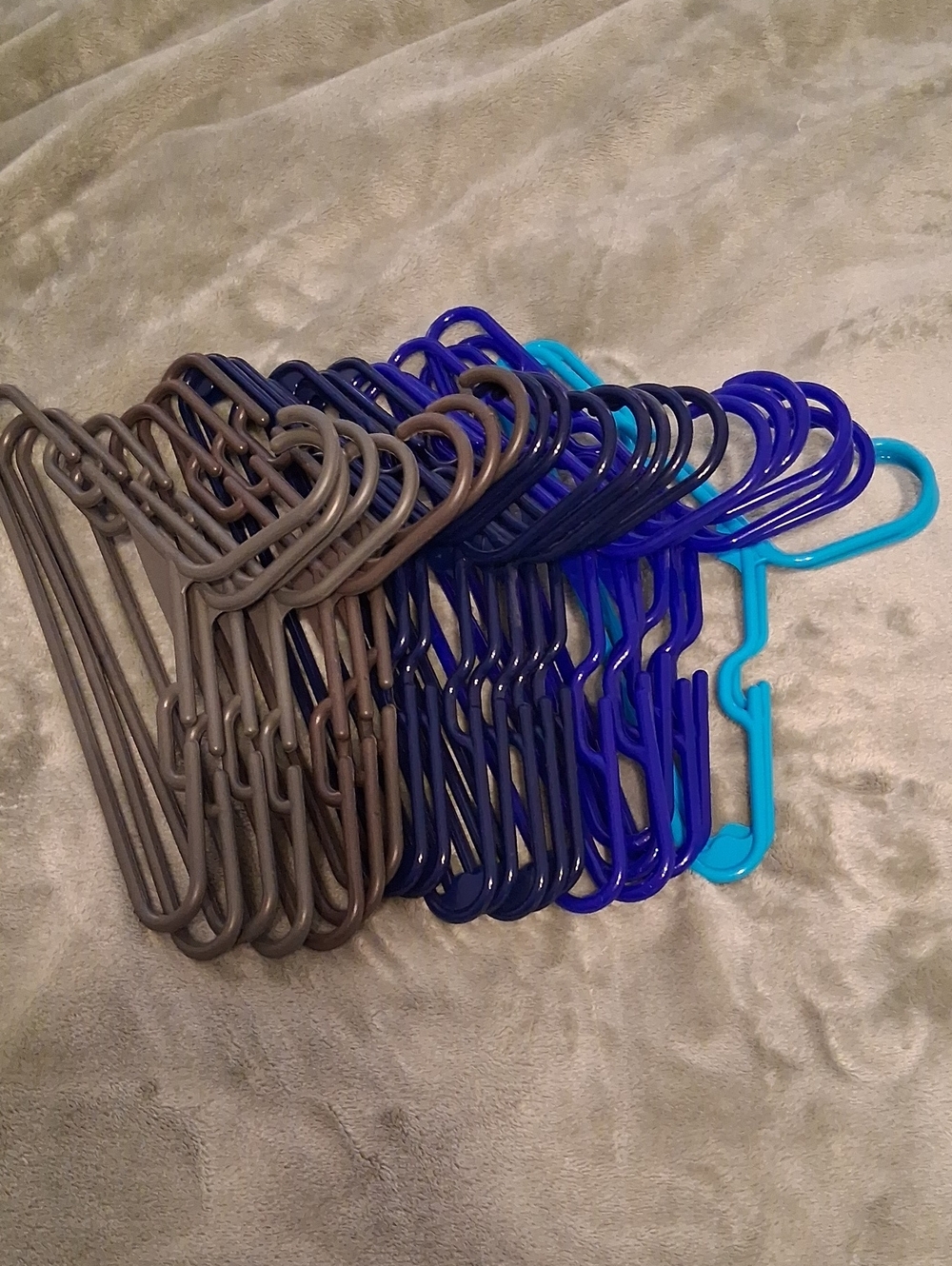 Plastic Clothes Hangers Blue, Teal, & Gray/Brown - For Baby And Toddler Clothes